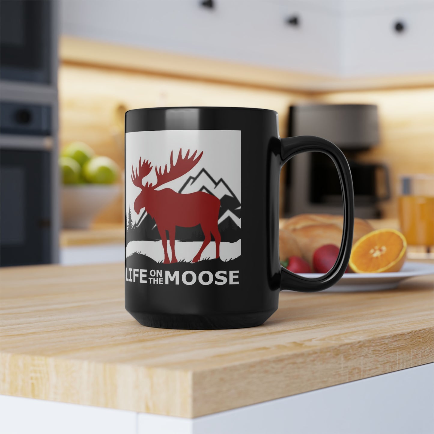 Life on the Moose Black Mug, 15oz