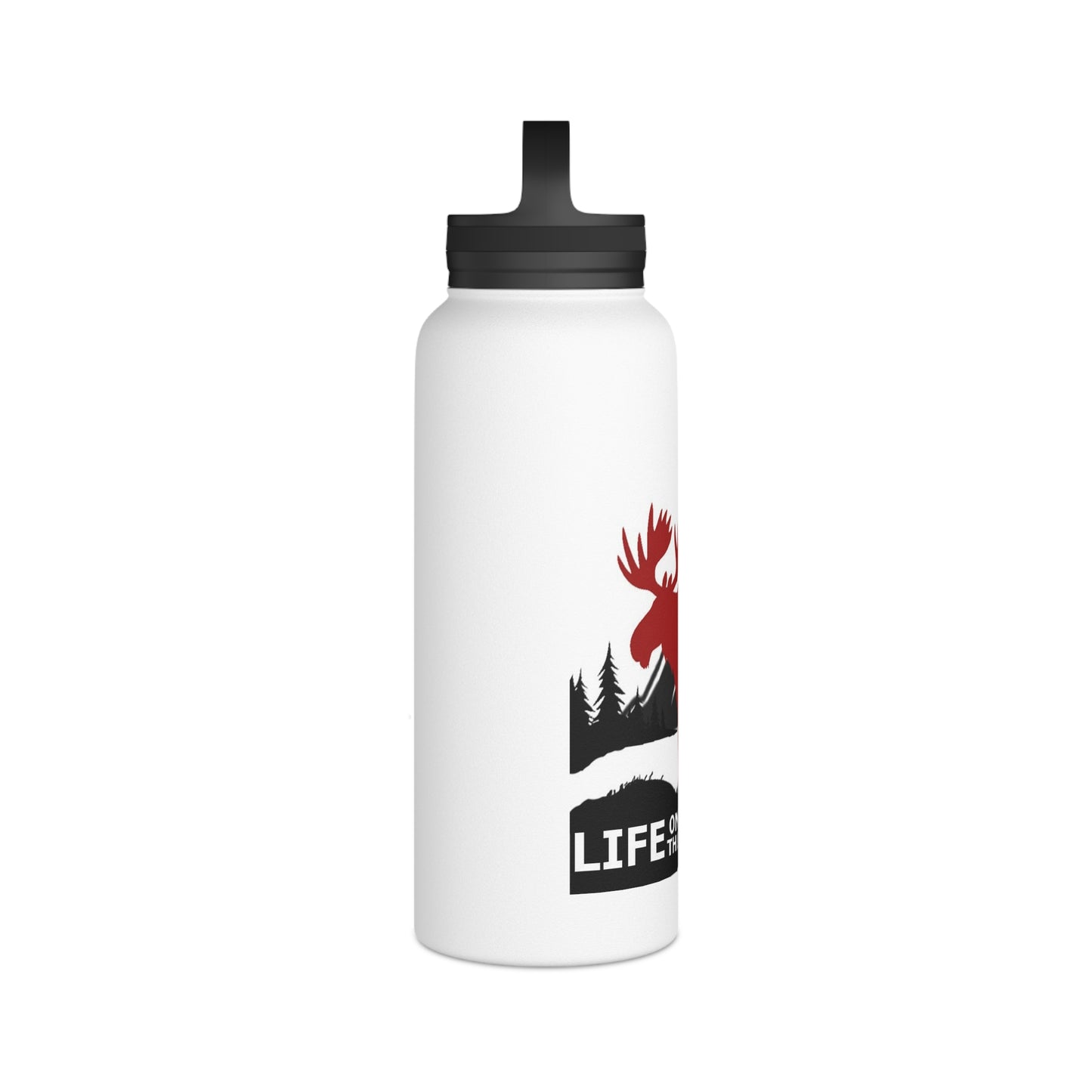 Life on the Moose Stainless Steel Water Bottle, Handle Lid