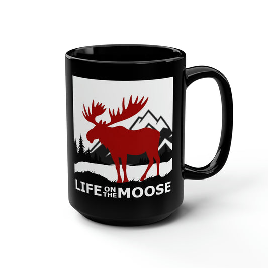 Life on the Moose Black Mug, 15oz